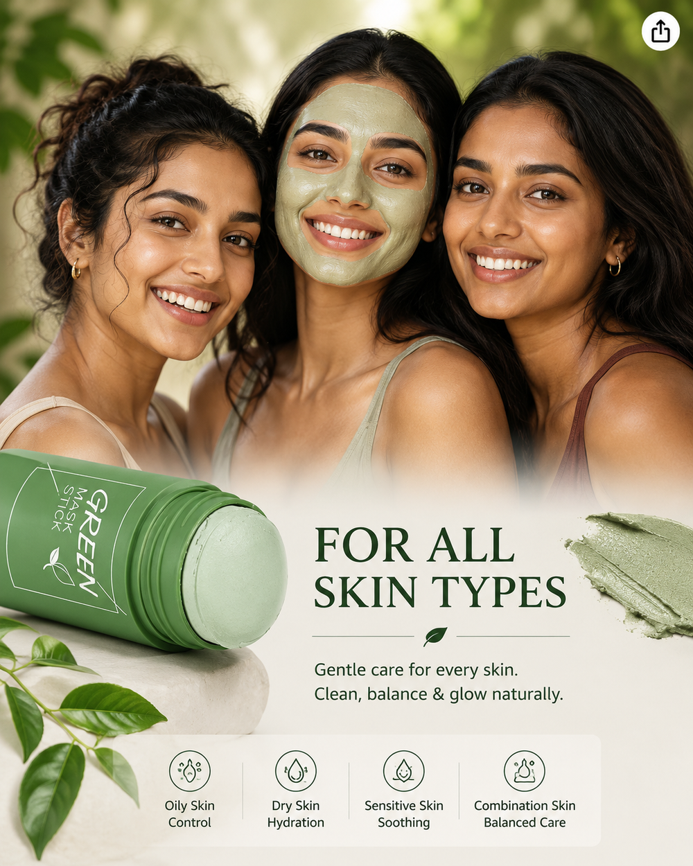 GreenGlow PureSkin Detox Clay Mask Stick